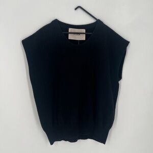 FLOOR Clothing 100% Extra Fine Merino Wool Black Sleeveless Sweater Vest Top